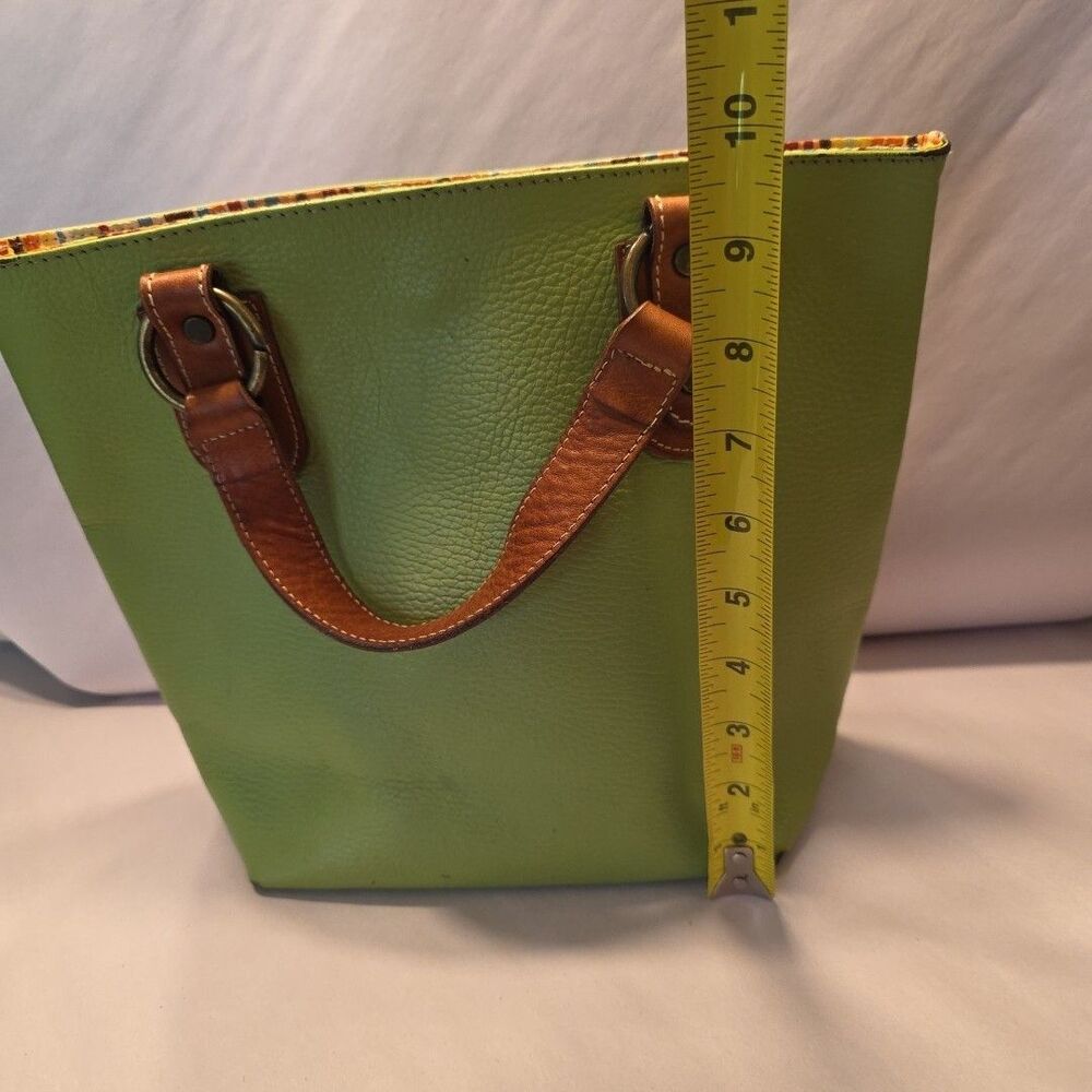 Maurizio Taiuti ITALY Satchel Tote Lime Green Pebbled Leather Small Handbag - Picture 13 of 16